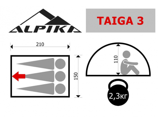 Летняя палатка двухскатная Alpika Taiga-3